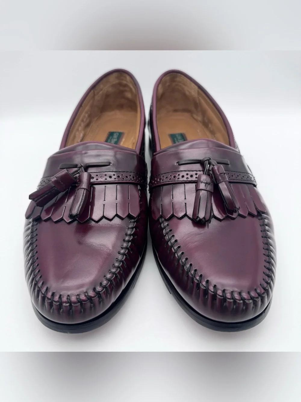 G.H. Bass & Co. Burgundy Leather Kiltie Fringe Tassel Loafers Men's Size 13 D